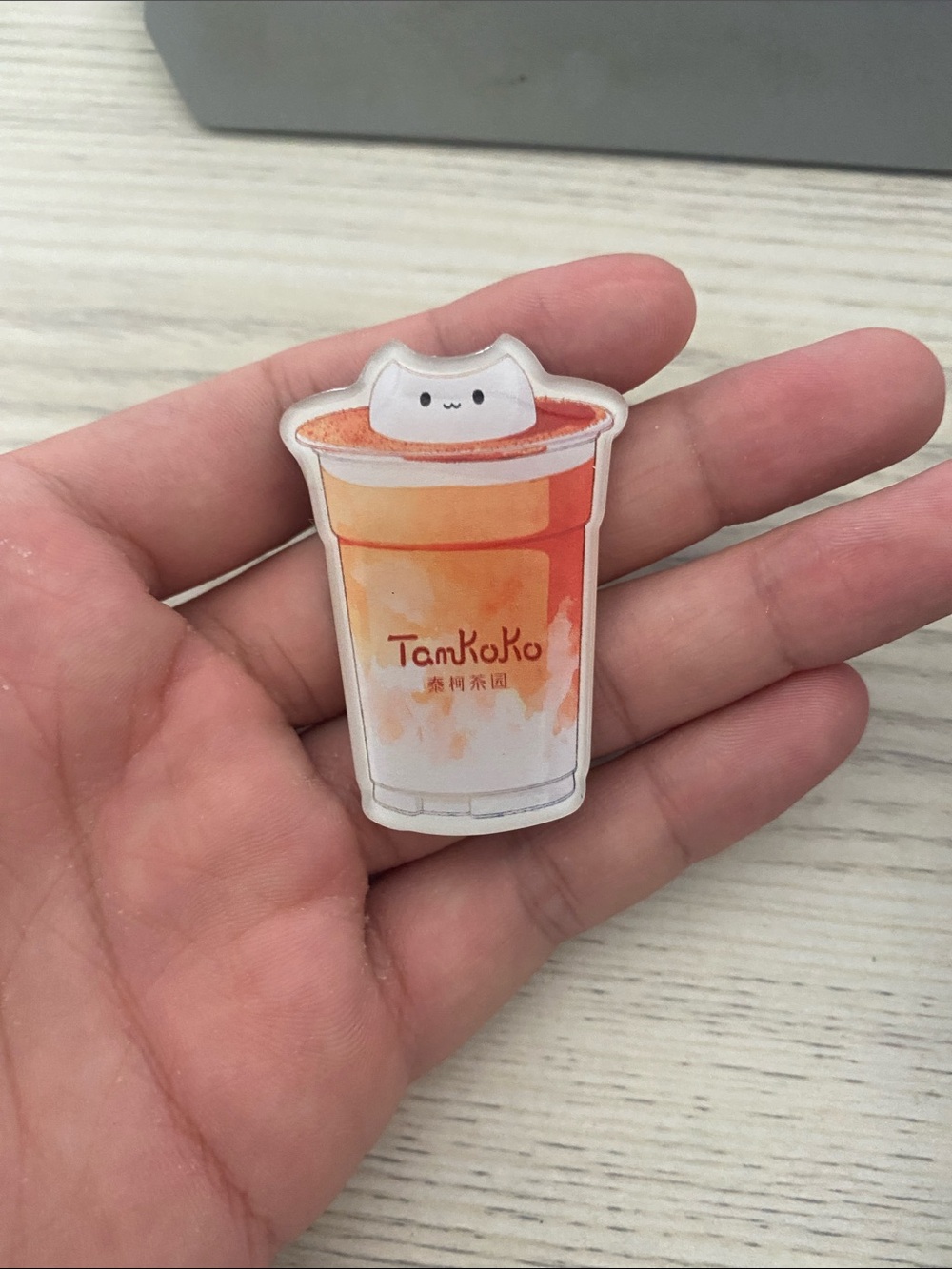 TanKoKo Orange Cat Bubble Tea Sticker